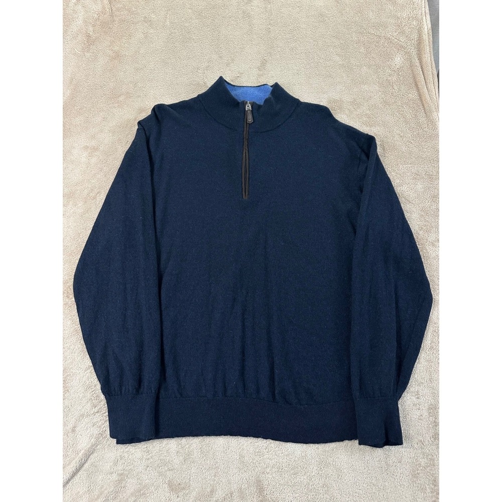 Orvis Fly Fishing Merino Wool Quarter-Zip‎ Sweater Mens Size 2XL Navy Blue